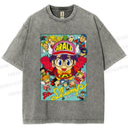 Unisex Japanese Anime Printed Washed Tee
