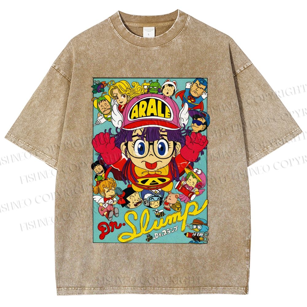 Unisex Japanese Anime Printed Washed Tee