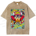 Unisex Japanese Anime Printed Washed Tee