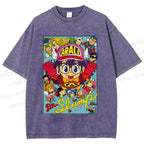 Unisex Japanese Anime Printed Washed Tee