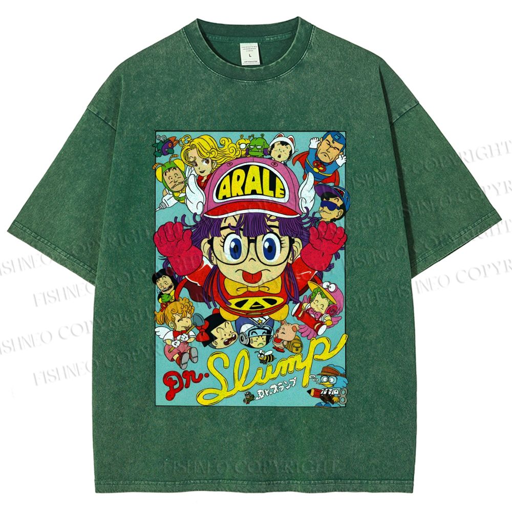 Unisex Japanese Anime Printed Washed Tee