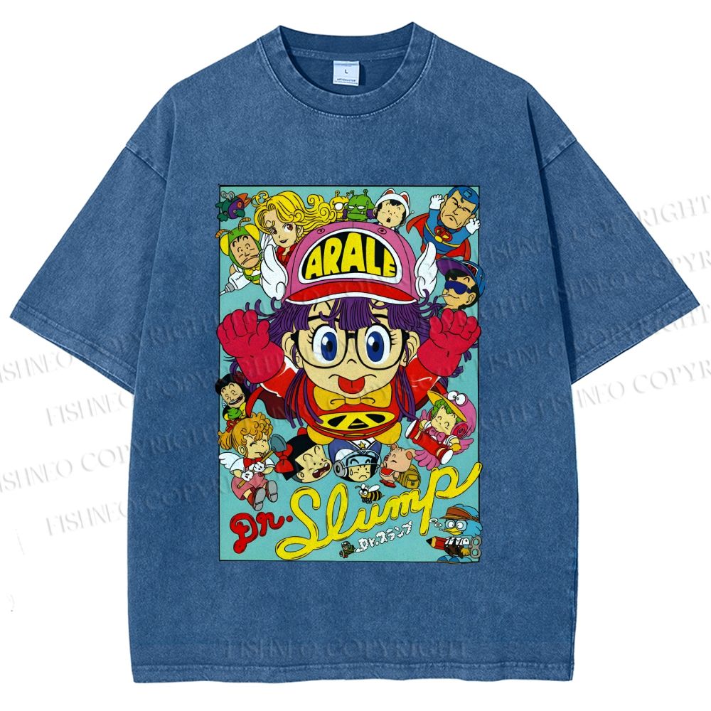 Unisex Japanese Anime Printed Washed Tee