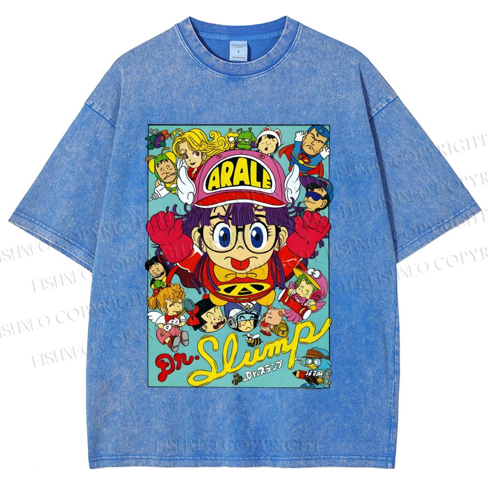Unisex Japanese Anime Printed Washed Tee