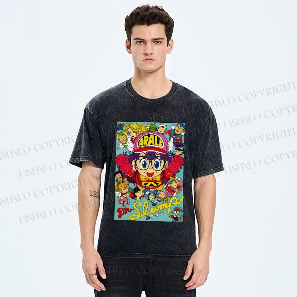 Unisex Japanese Anime Printed Washed Tee