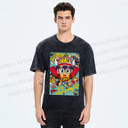 Unisex Japanese Anime Printed Washed Tee