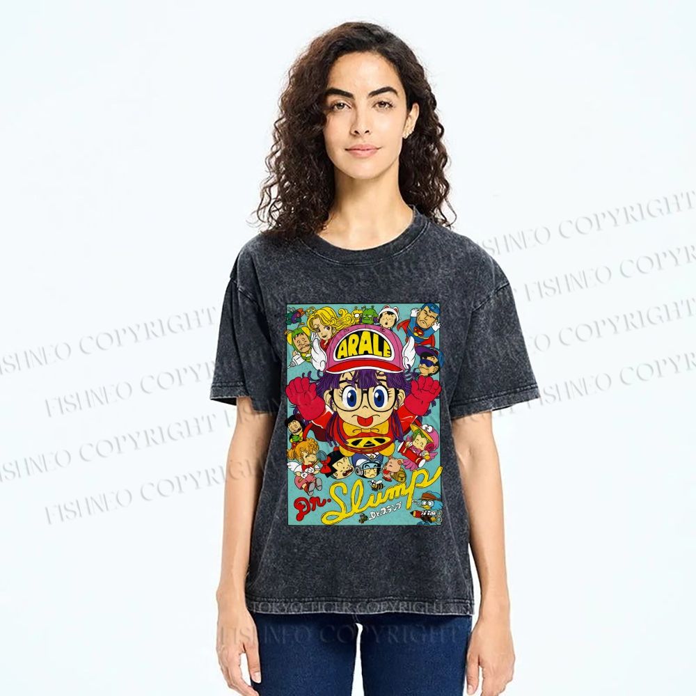 Unisex Japanese Anime Printed Washed Tee