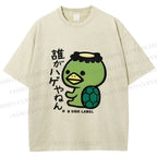 Unisex Japanese Weird Turtle Monster Printed Washed Tee