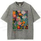Unisex Yayoi Kusama Flower Printed Washed Tee