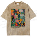 Unisex Yayoi Kusama Flower Printed Washed Tee