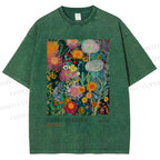 Unisex Yayoi Kusama Flower Printed Washed Tee