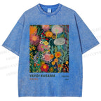 Unisex Yayoi Kusama Flower Printed Washed Tee