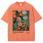 Unisex Yayoi Kusama Flower Printed Washed Tee