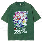 Unisex Japanese Anime Graffiti Printed Washed Tee