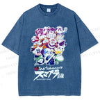 Unisex Japanese Anime Graffiti Printed Washed Tee