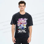 Unisex Japanese Anime Graffiti Printed Washed Tee