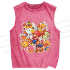 Unisex Japanese Anime Graffiti Printed Washed Tank Top