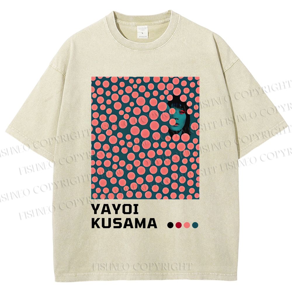 Unisex Japanese Yayoi Kusama Woman Printed Washed Tee