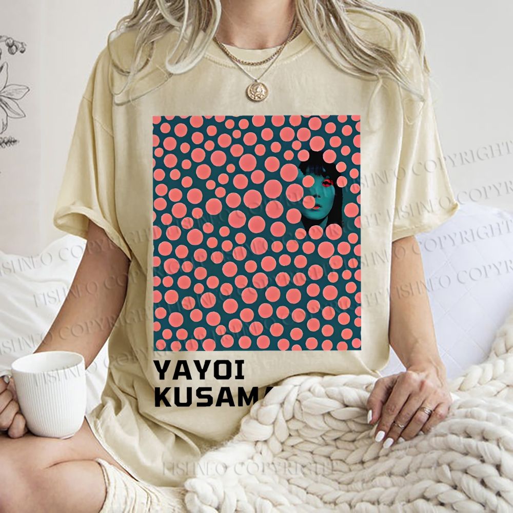Unisex Japanese Yayoi Kusama Woman Printed Washed Tee