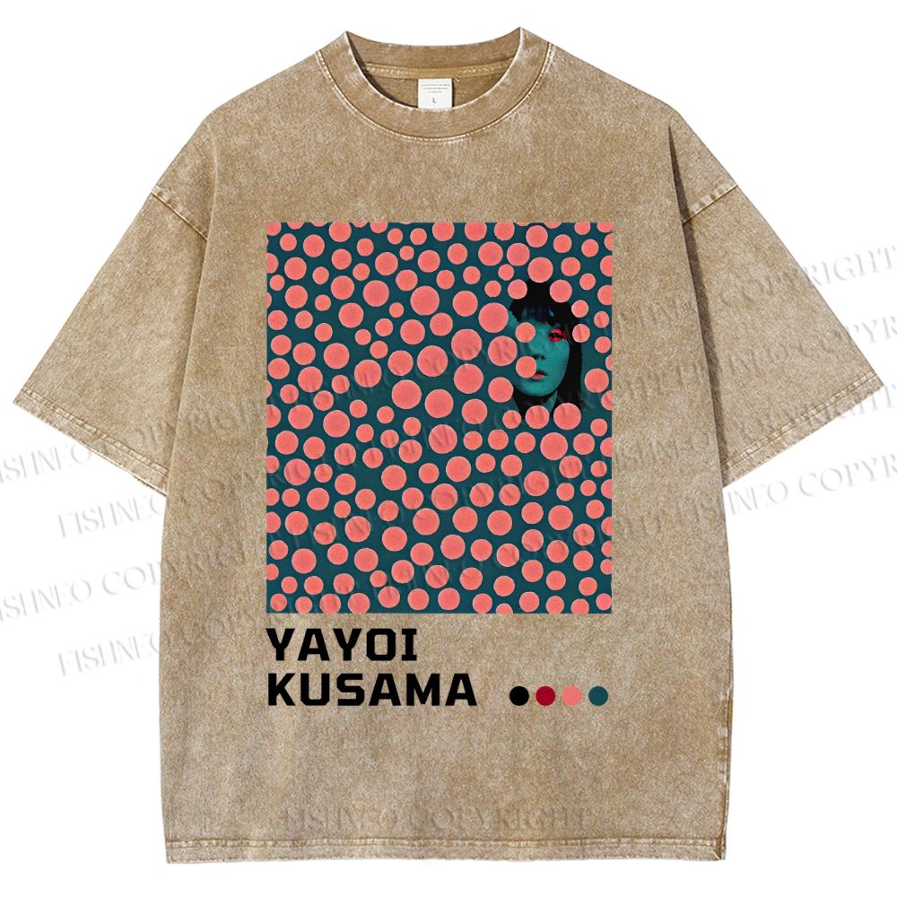 Unisex Japanese Yayoi Kusama Woman Printed Washed Tee