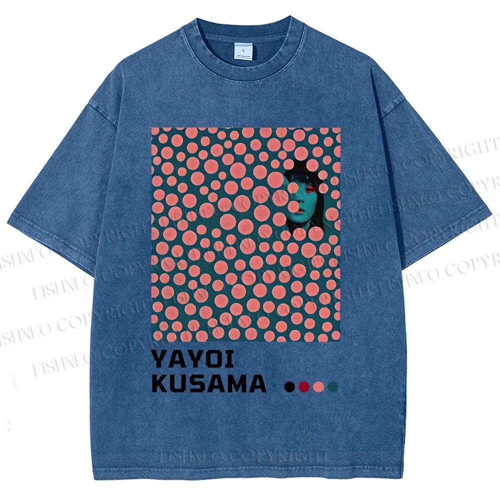 Unisex Japanese Yayoi Kusama Woman Printed Washed Tee