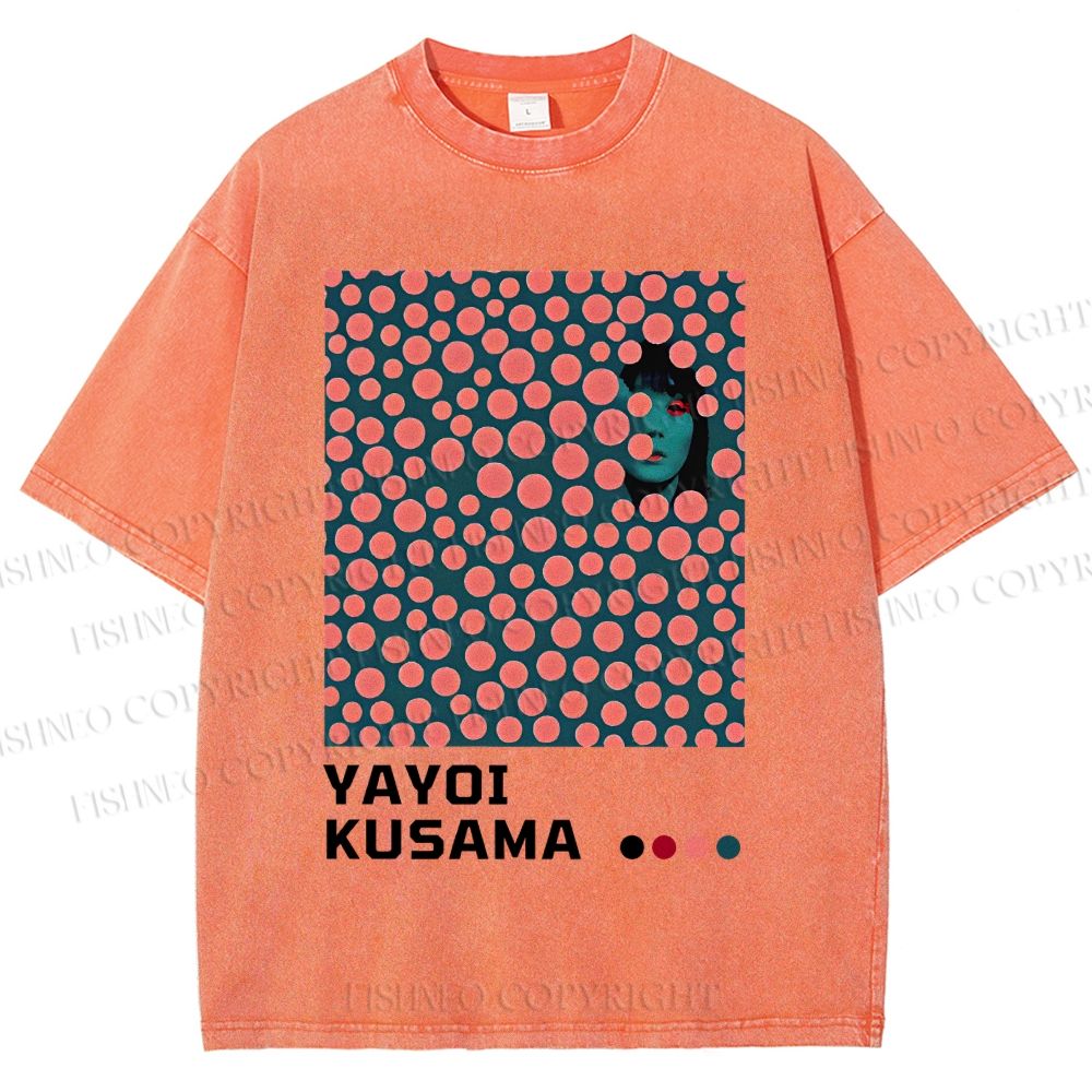 Unisex Japanese Yayoi Kusama Woman Printed Washed Tee