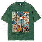 Unisex Yayoi Kusama Flower Printed Washed Tee