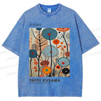 Unisex Yayoi Kusama Flower Printed Washed Tee