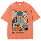Unisex Yayoi Kusama Flower Printed Washed Tee