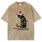 Merry Kissmyass Funny Cat Christmas LightsT-shirt