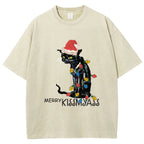 Merry Kissmyass Funny Cat Christmas LightsT-shirt