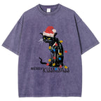 Merry Kissmyass Funny Cat Christmas LightsT-shirt
