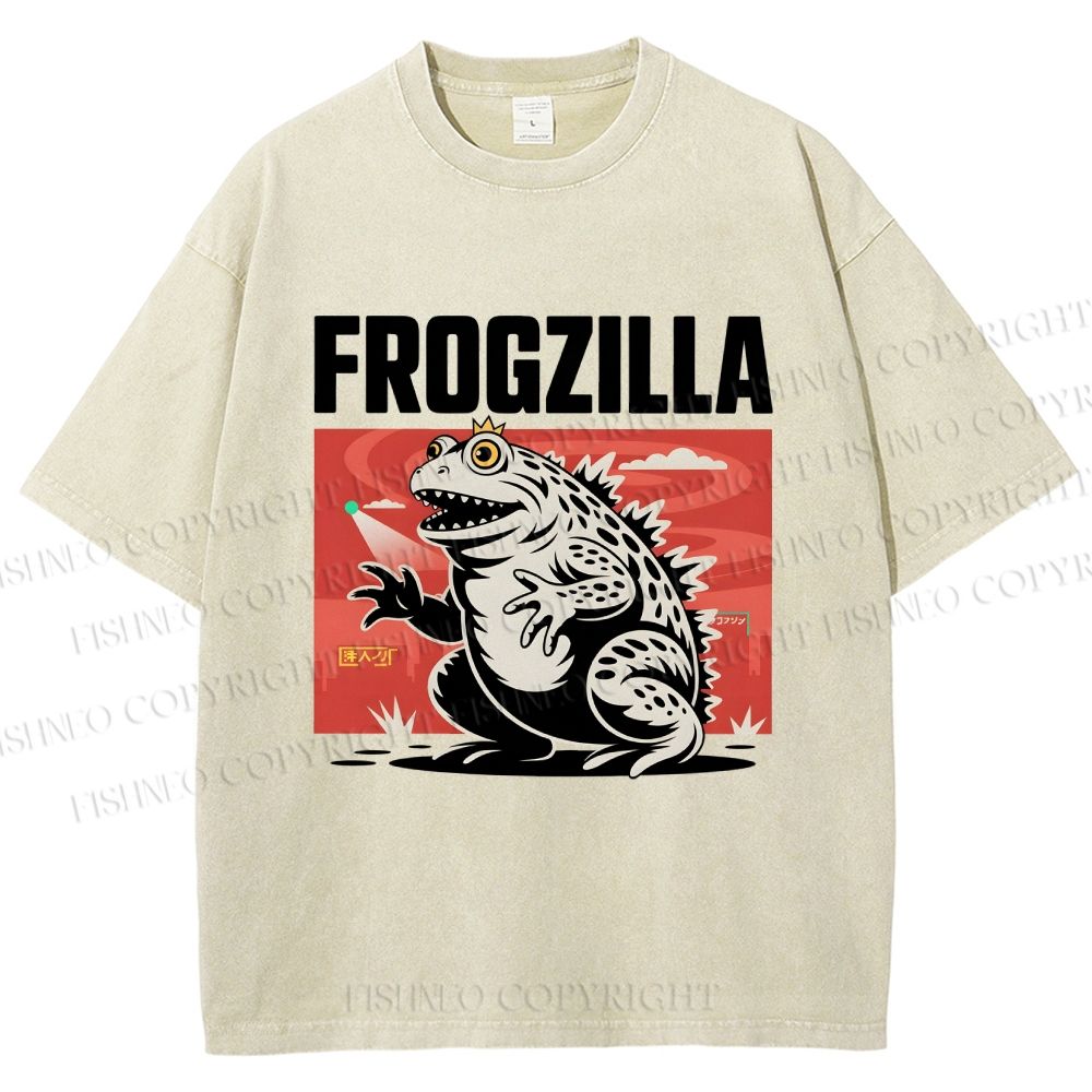 Unisex Frogzilla Printed Washed Tee