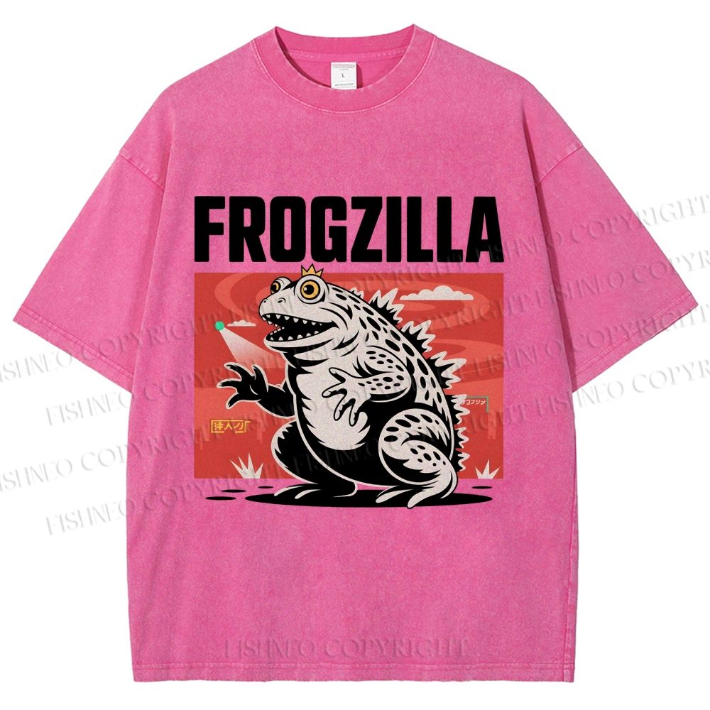 Unisex Frogzilla Printed Washed Tee