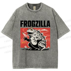 Unisex Frogzilla Printed Washed Tee