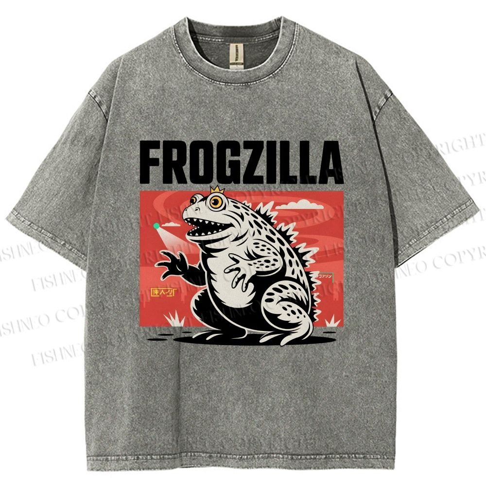 Unisex Frogzilla Printed Washed Tee