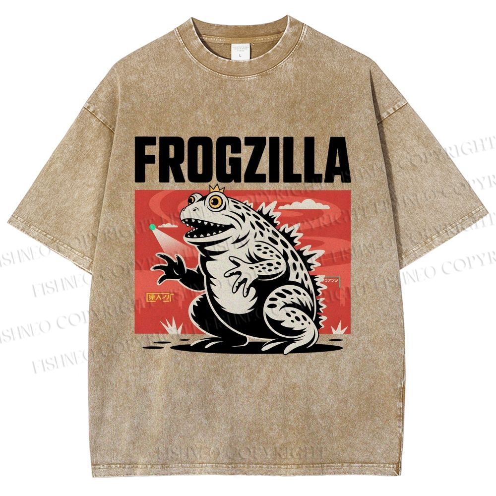 Unisex Frogzilla Printed Washed Tee