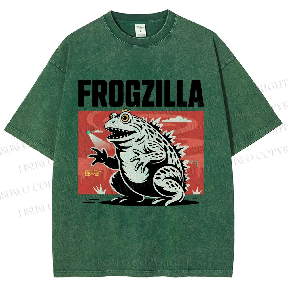 Unisex Frogzilla Printed Washed Tee