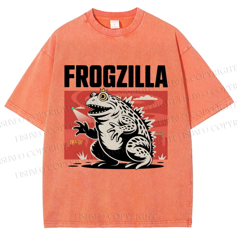 Unisex Frogzilla Printed Washed Tee