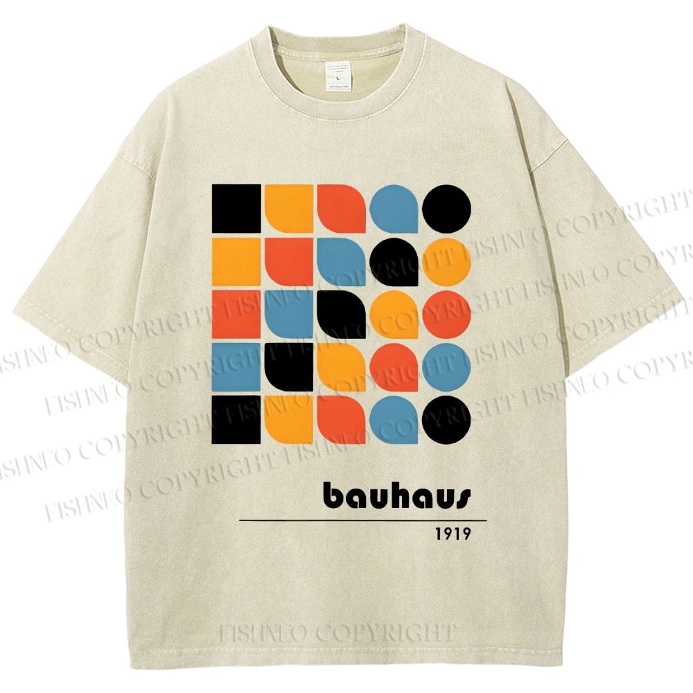 Unisex Bauhaus Geometry Printed Washed Tee