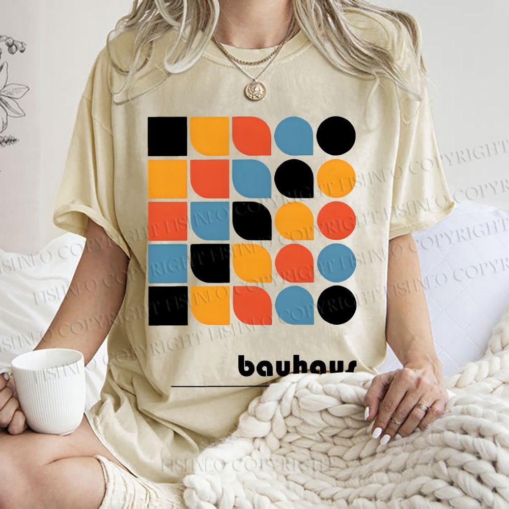 Unisex Bauhaus Geometry Printed Washed Tee