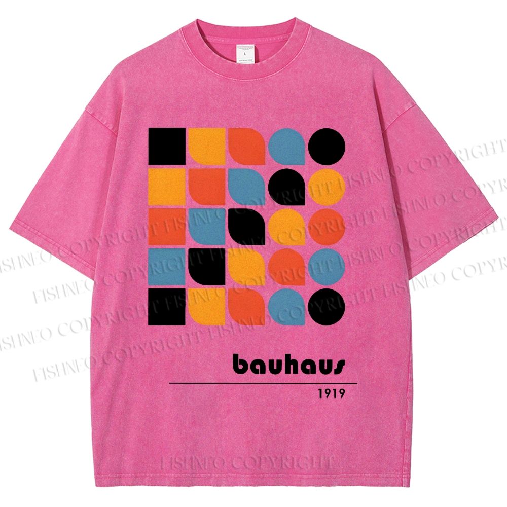 Unisex Bauhaus Geometry Printed Washed Tee