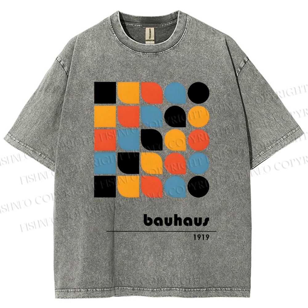 Unisex Bauhaus Geometry Printed Washed Tee