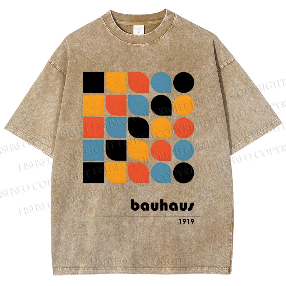 Unisex Bauhaus Geometry Printed Washed Tee