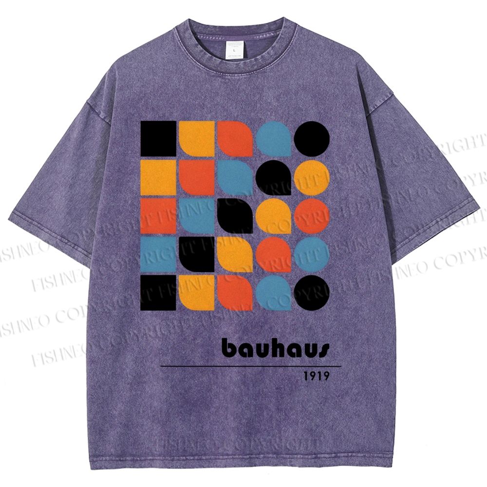 Unisex Bauhaus Geometry Printed Washed Tee