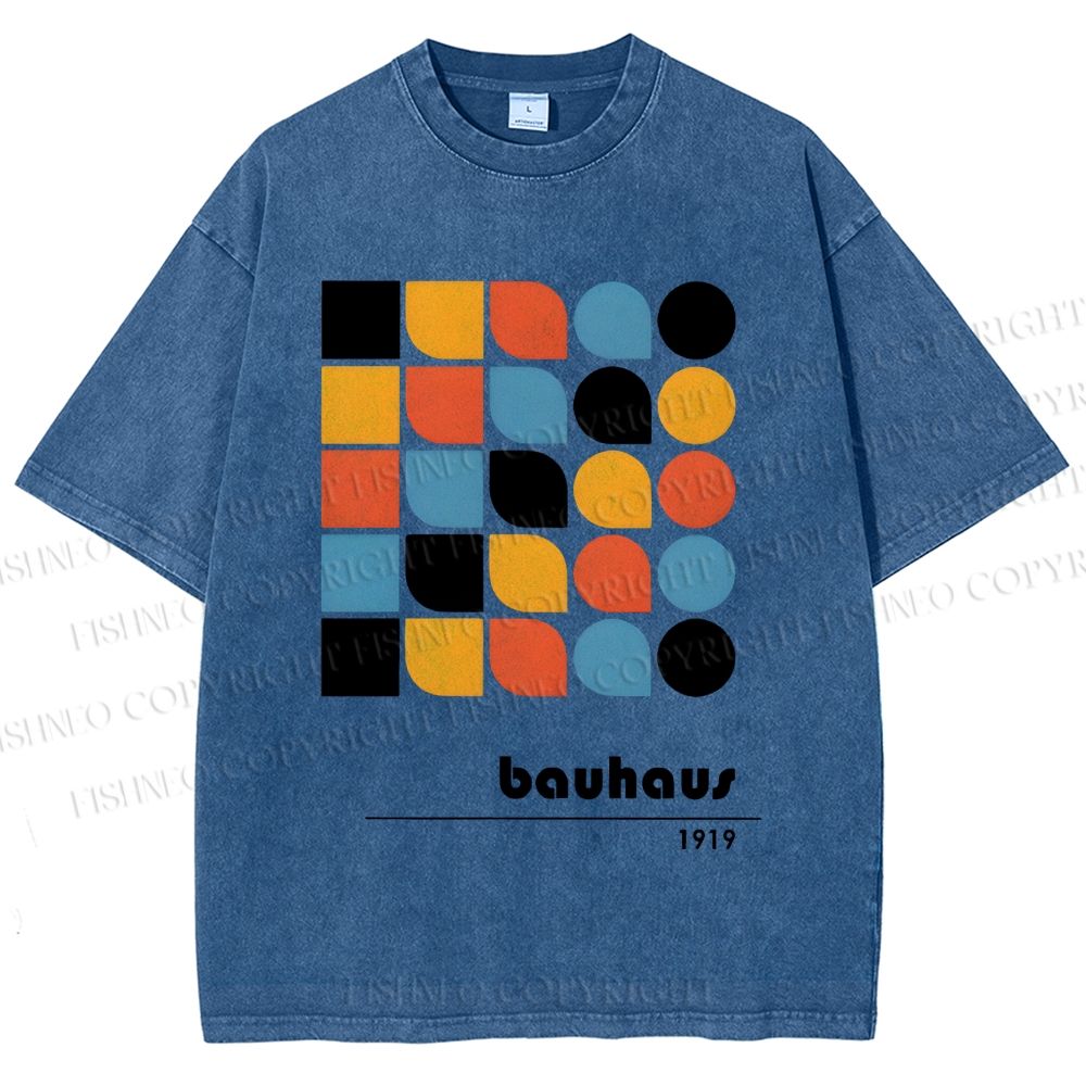 Unisex Bauhaus Geometry Printed Washed Tee