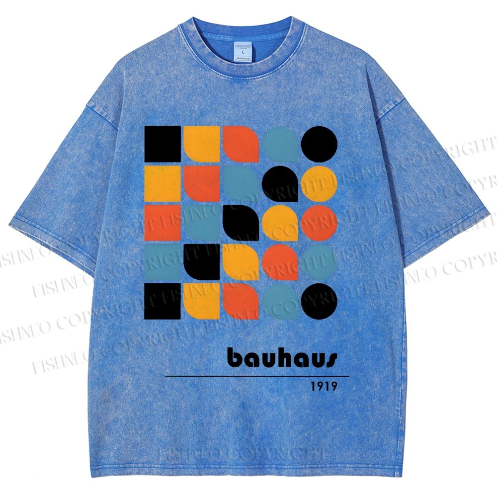 Unisex Bauhaus Geometry Printed Washed Tee