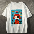 Unisex Yayoi Kusama Cats Printed Classic Cotton T-shirt