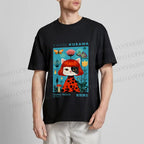 Unisex Yayoi Kusama Cats Printed Classic Cotton T-shirt