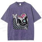Unisex Vintage Japanese Koi Fish Printed Washed Tee
