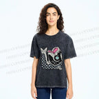Unisex Vintage Japanese Koi Fish Printed Washed Tee